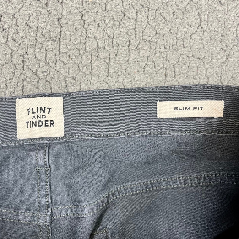 Flint and Tinder 365 Pants Mens Size 33 Grey Slim Fit Cotton Stretch Chinos 5400 - Picture 5 of 12